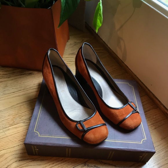 Shoes - Dana Davis Suede Burnt Orange Heals